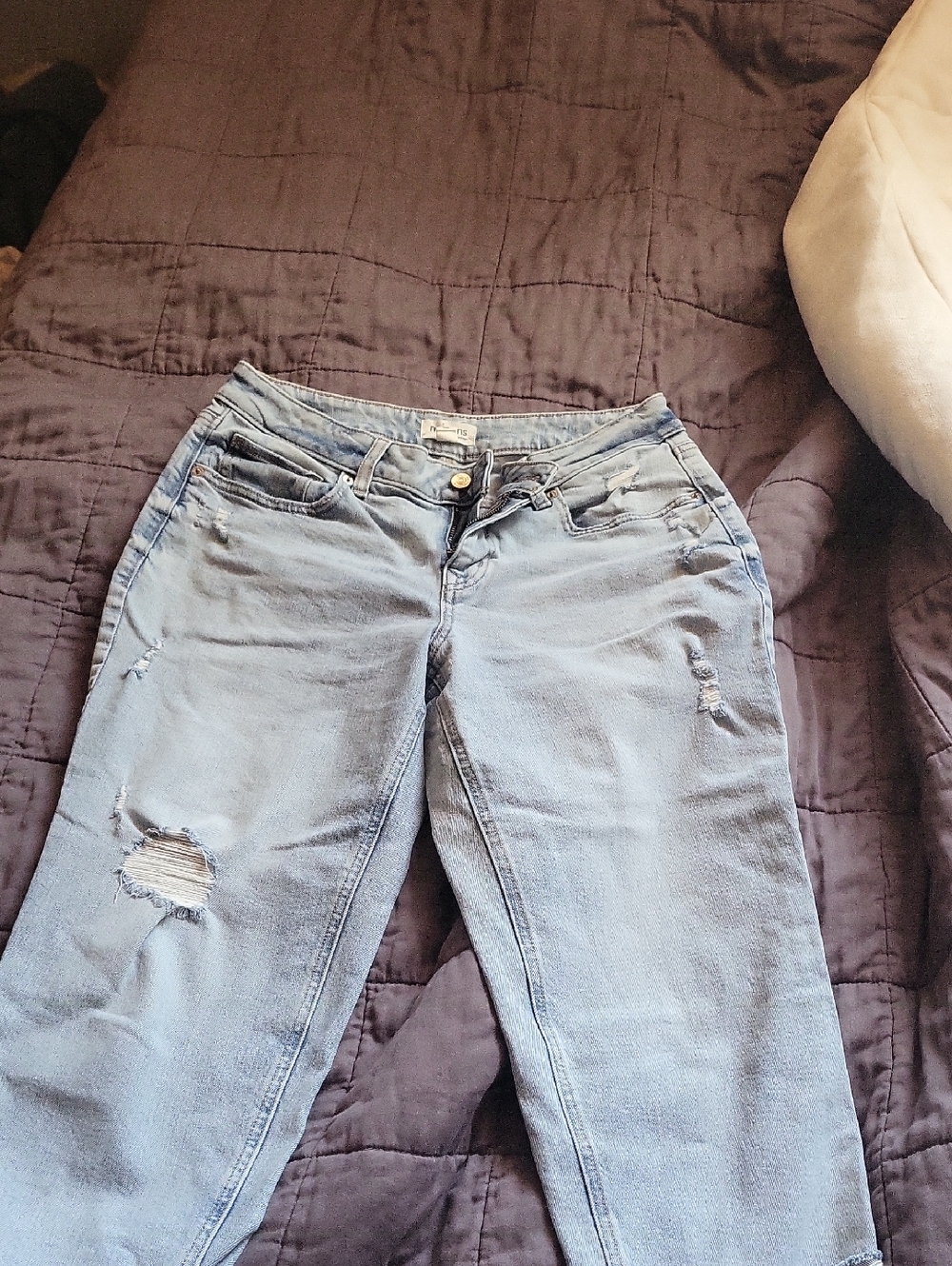 Maurices Light Blue Boyfriend Jeans with Distressed Knees